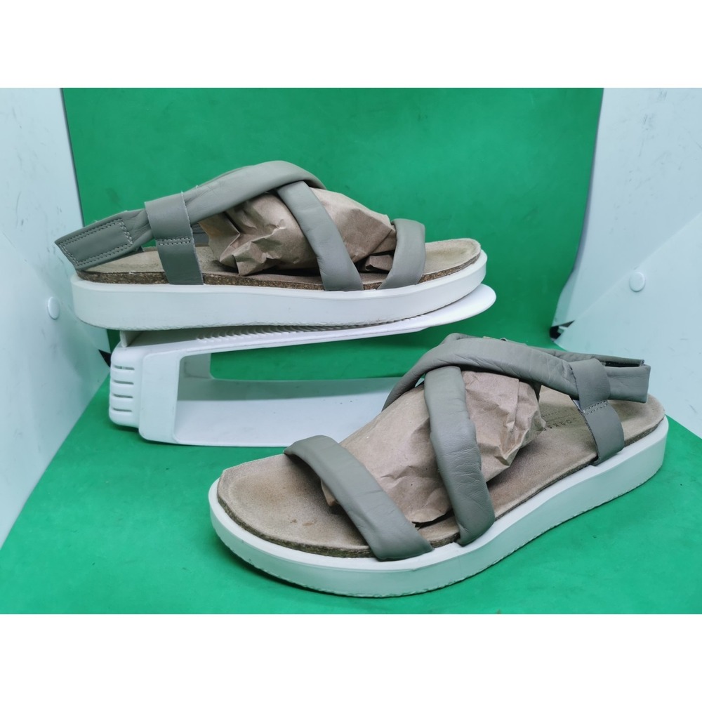 Ecco Womens Corksphere Strappy Sandals Size 10-10.5/ 41 Gray Leather Flat